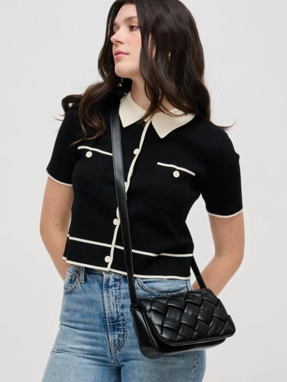 NEW! Urban Expressions Daphne Black Vegan Leather Crossbody Handbag